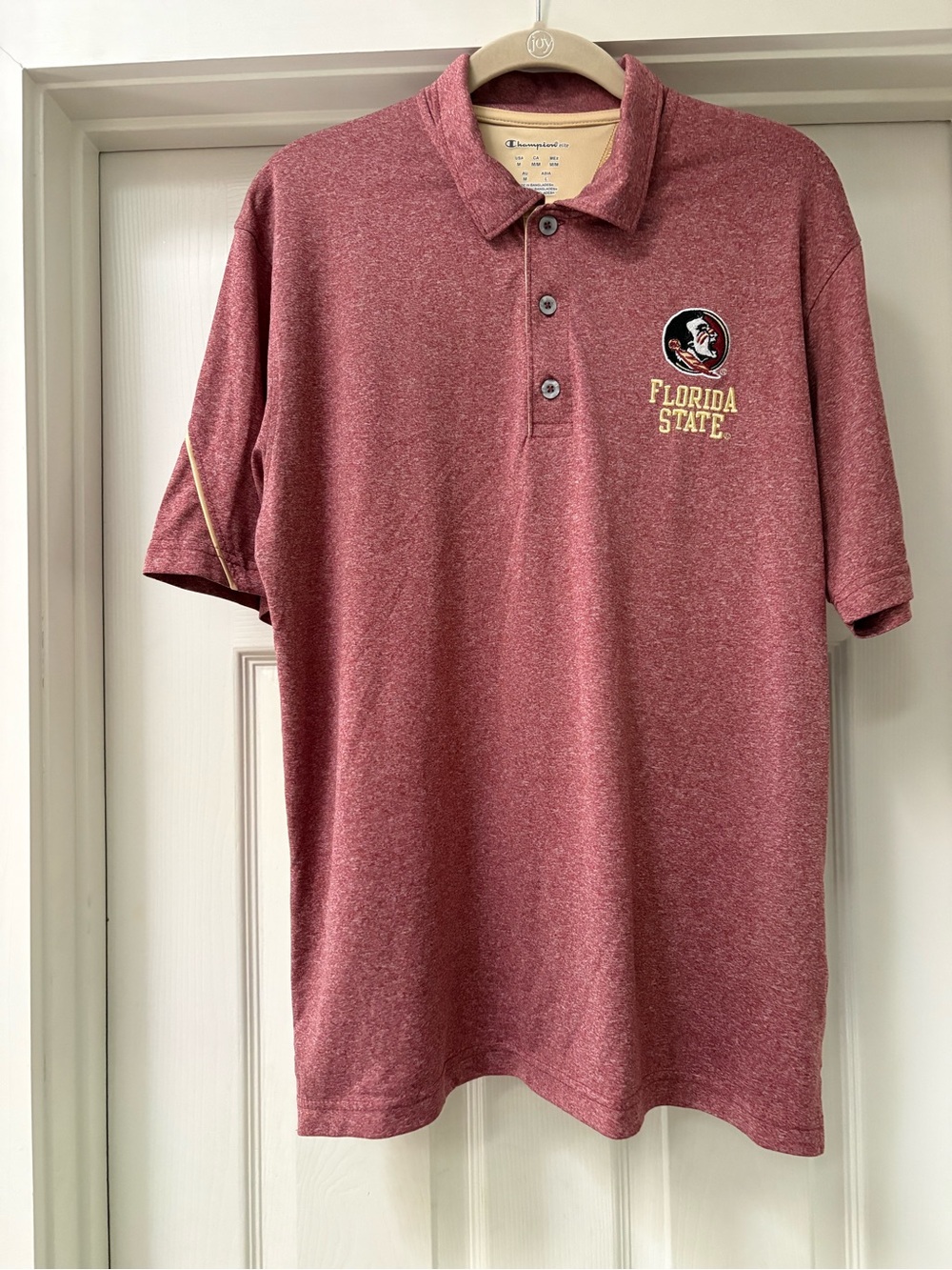 Champion Men’s Heather Garnet Polo with Florida State Crest